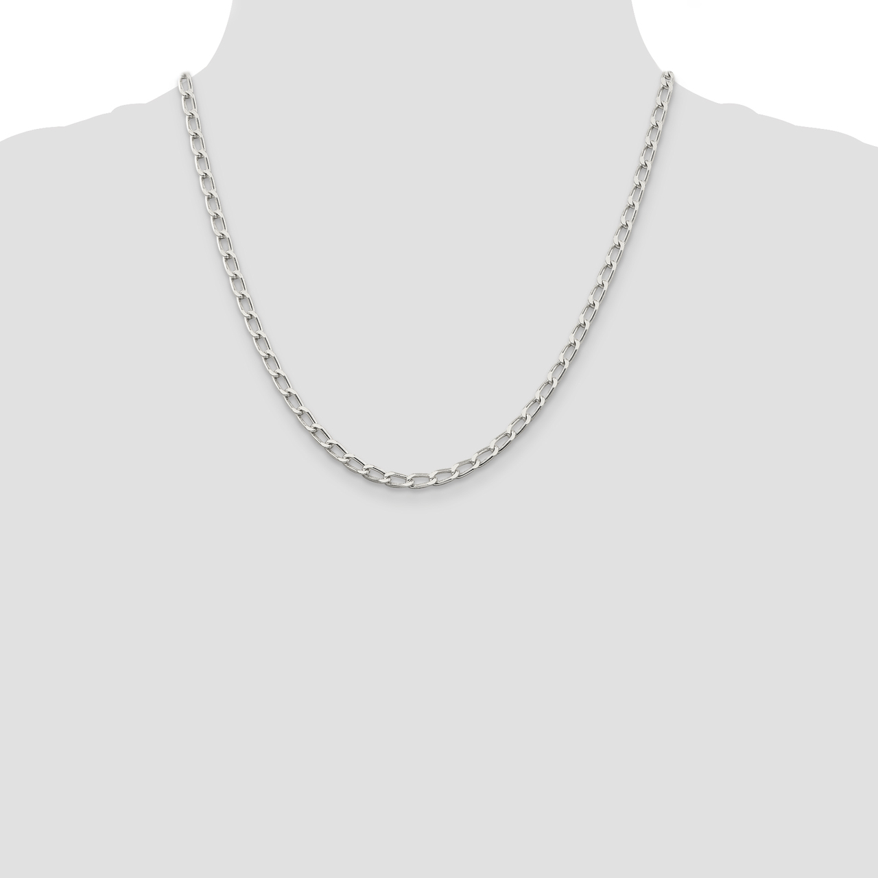 Sterling Silver 4.3mm Open Link Chain Necklace or Bracelet