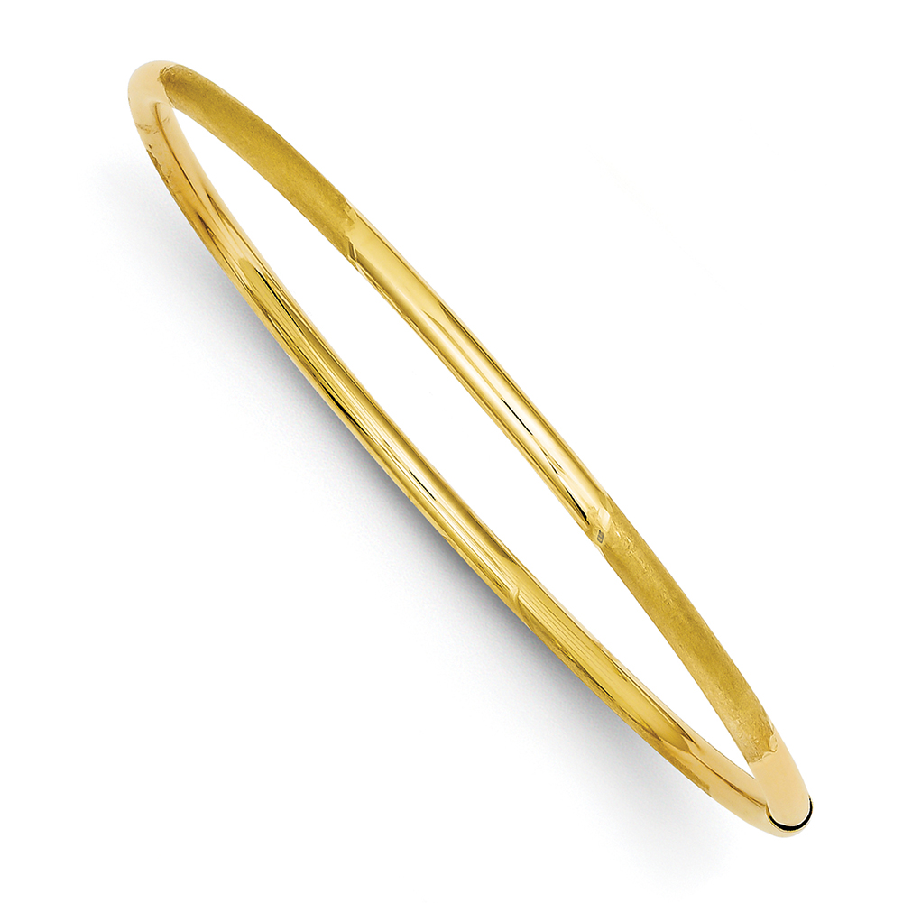 14k Yellow Gold 3mm Polished and Satin Finish Slip-on Bangle 14k Yellow Gold 3mm Polished and Satin Finish Slip-on Bangle