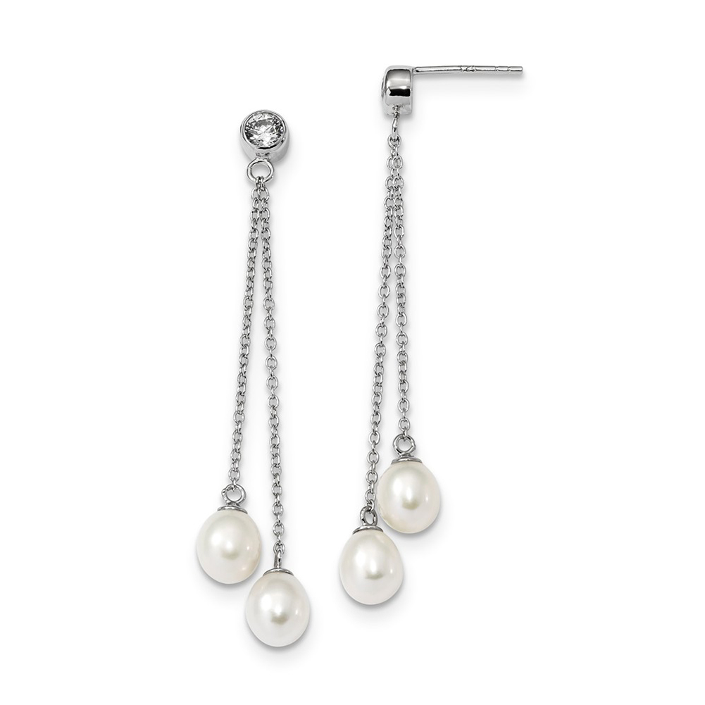 925 Sterling Silver Fwc Pearl And Bead Hoop Earring Enhancers