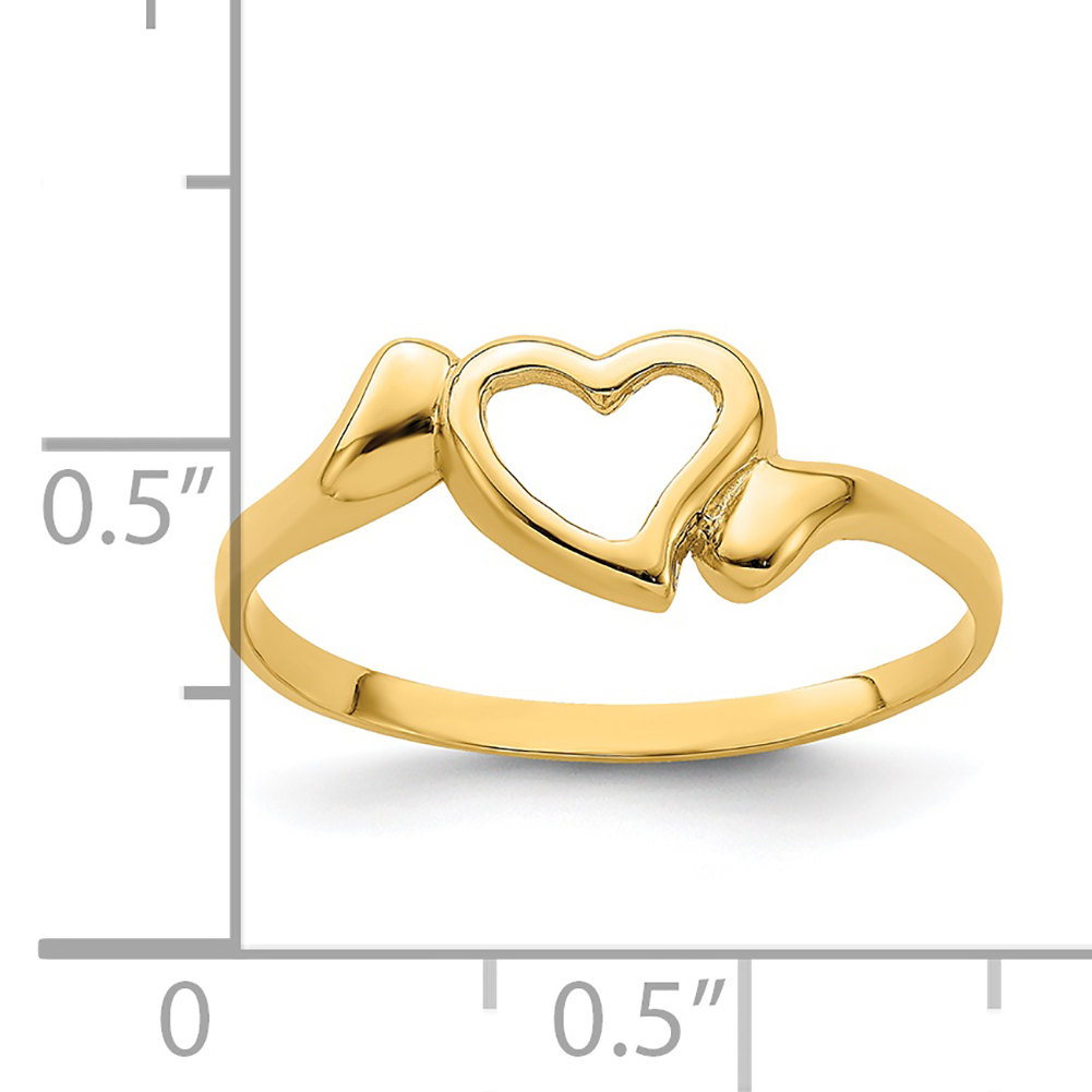 Lex & Lu 14k Yellow Gold Open Heart w/Swirl Ring Size 7.25