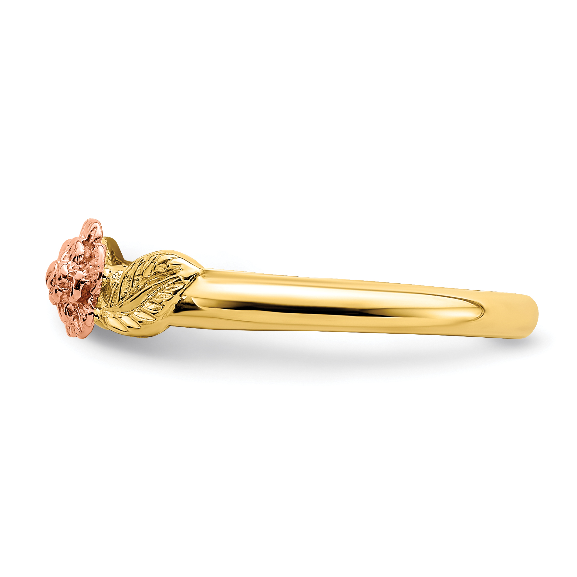 Lex & Lu 14k Two-tone Gold D/C Leaves w/Flower Ring Size 7