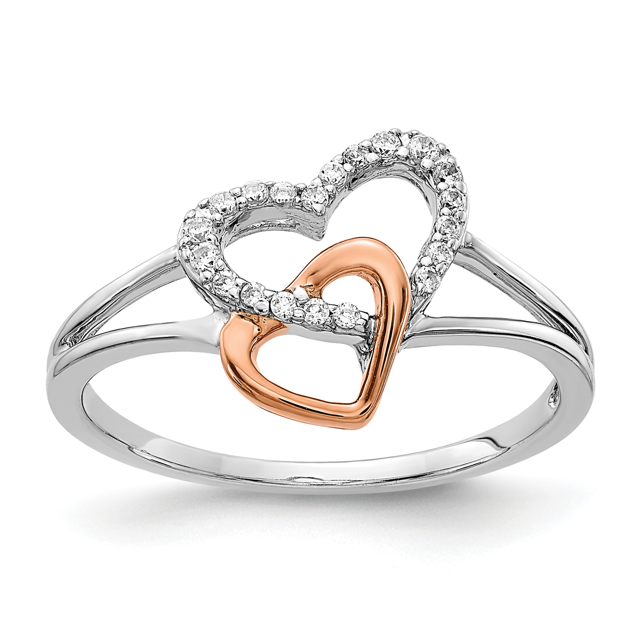 Lex & Lu 14k White/Rose Gold Diamond Ring LAL14041 Size 6.75