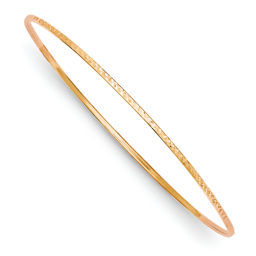 14k Rose Gold 1.5mm D/C Slip-on Bangle Bracelet DB545 | eBay
