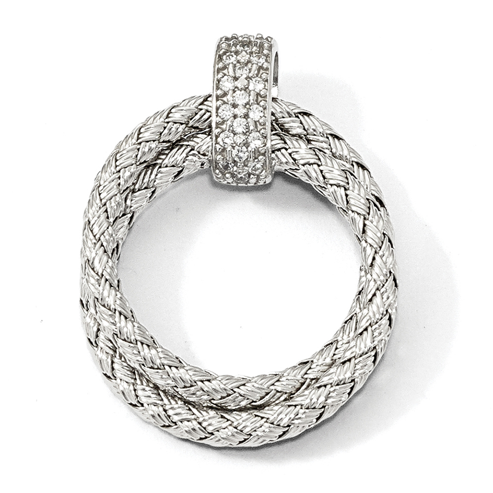 Leslie's Sterling Silver Polished with CZ Braided Pendant