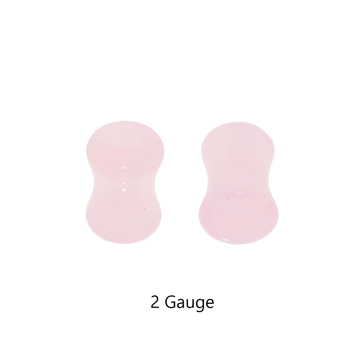 Pair of Double Flare Genuine Rose Quartz Stone Organic Ear Plugs 10G1