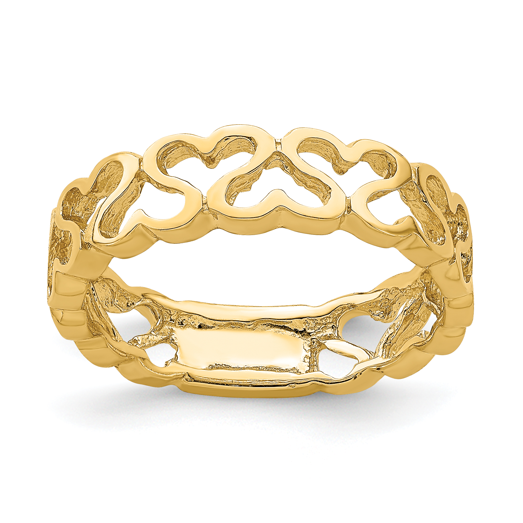 Lex & Lu 14k Yellow Gold Polished Heart Band Ring Size 7 | eBay
