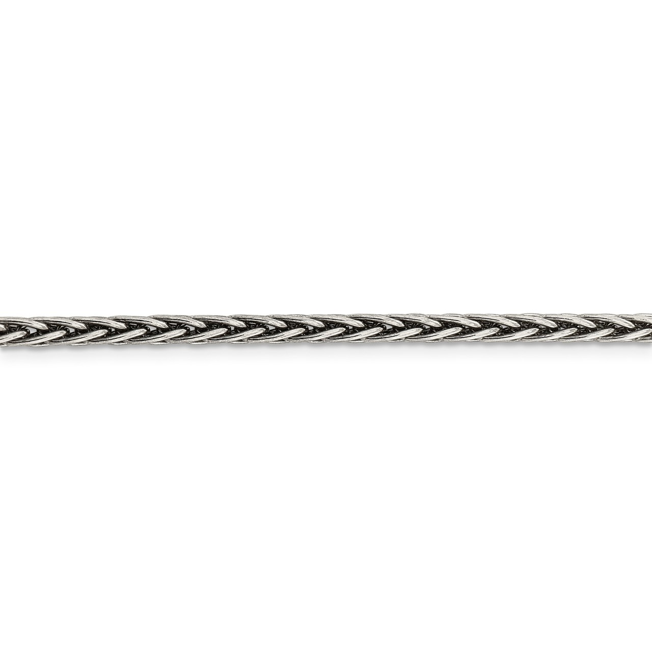 Sterling Silver Solid 3.25mm Antiqued Square Spiga Chain