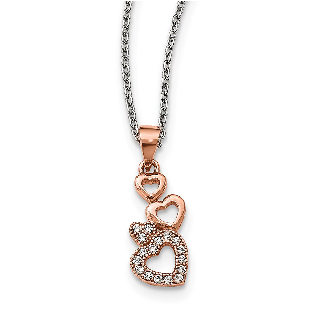 Leslies Sterling Silver Rhodium-plated 3-strand with 2in ext Necklace; 17 inch