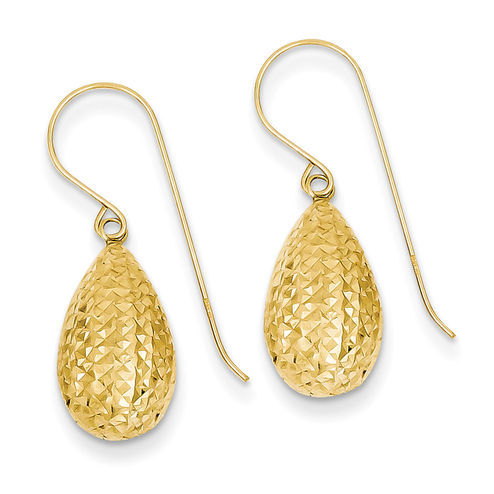 14k Yellow Gold Puff Teardrop Earrings TL501 | eBay