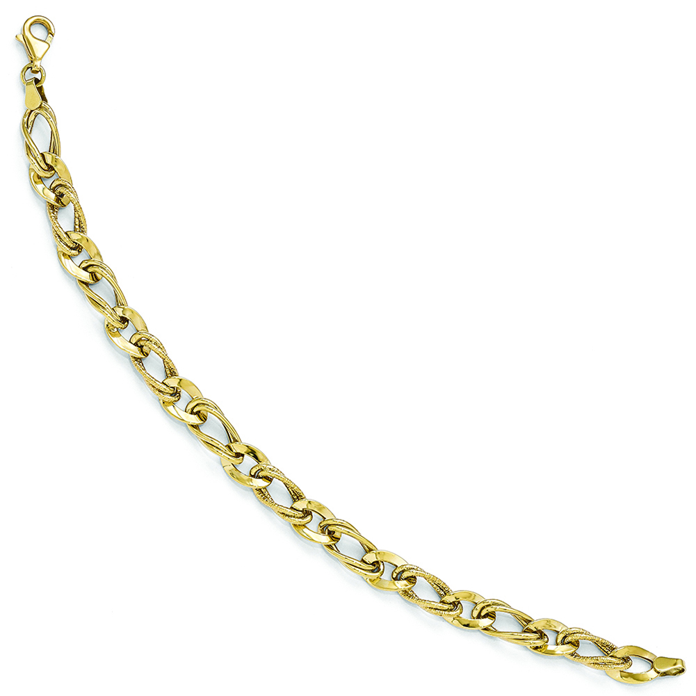 Leslie's 10k Yellow Gold Polished and Textured Link Bracelet