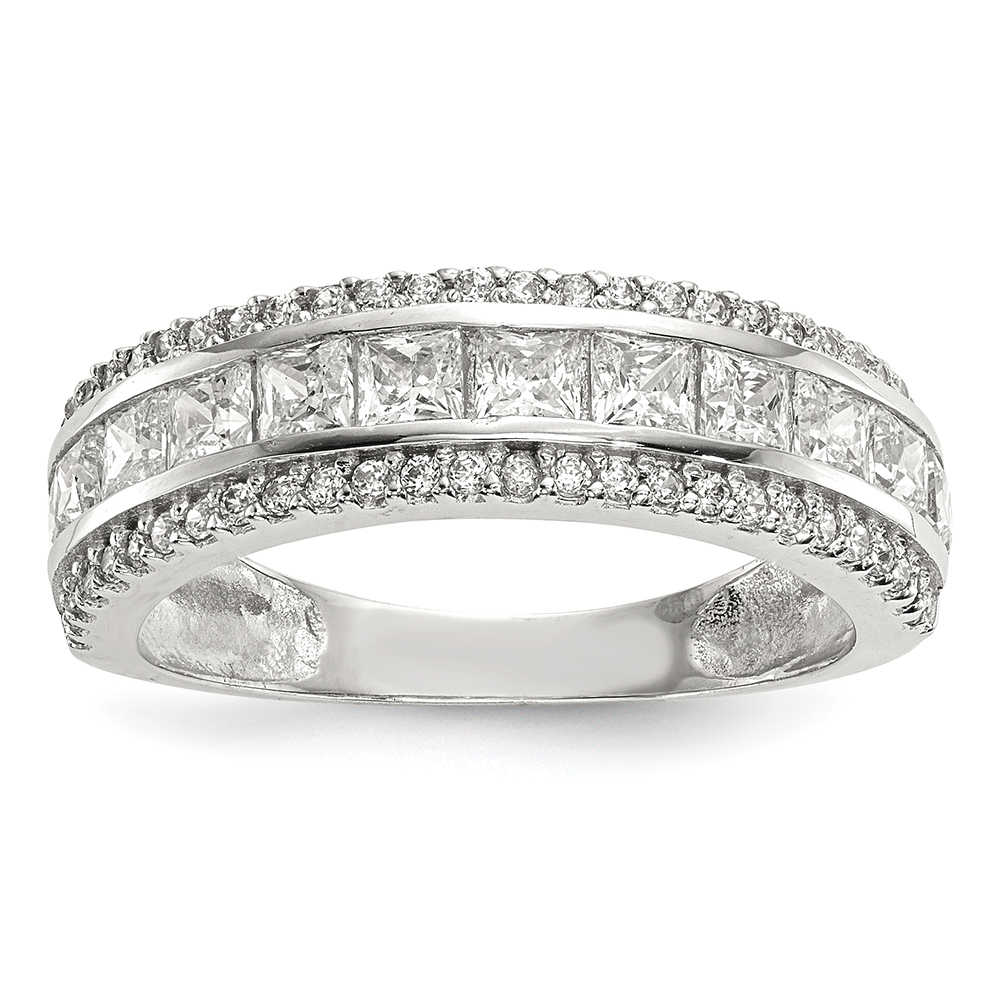 10K Tiara Collection White Gold Polished CZ Ring Size 7