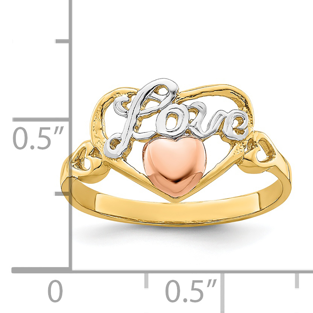 Lex & Lu 14k Yellow and Rose Gold w/Rhodium Love Heart Ring
