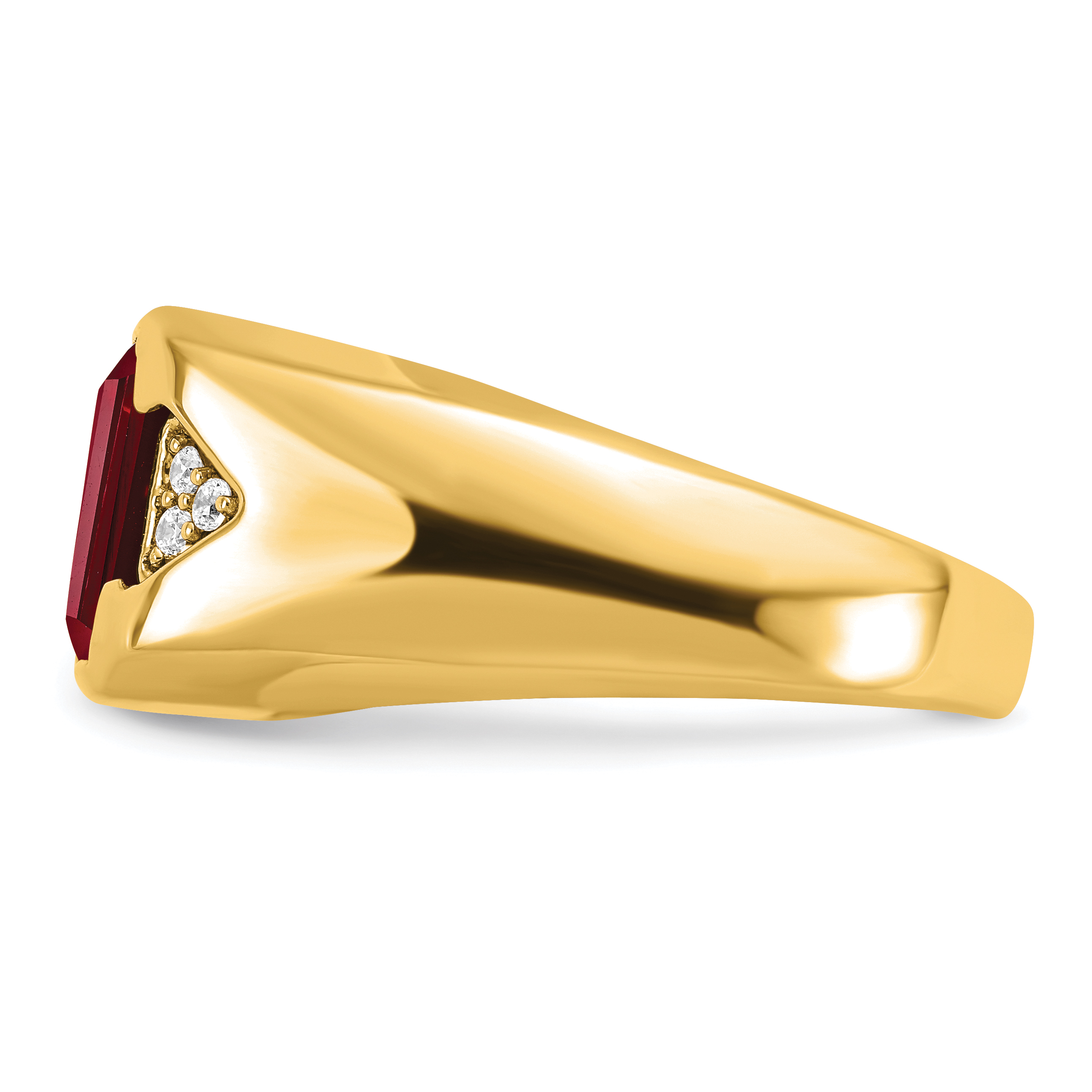 Lex & Lu 14k Yellow Gold Created Ruby & Diamond Men's Ring