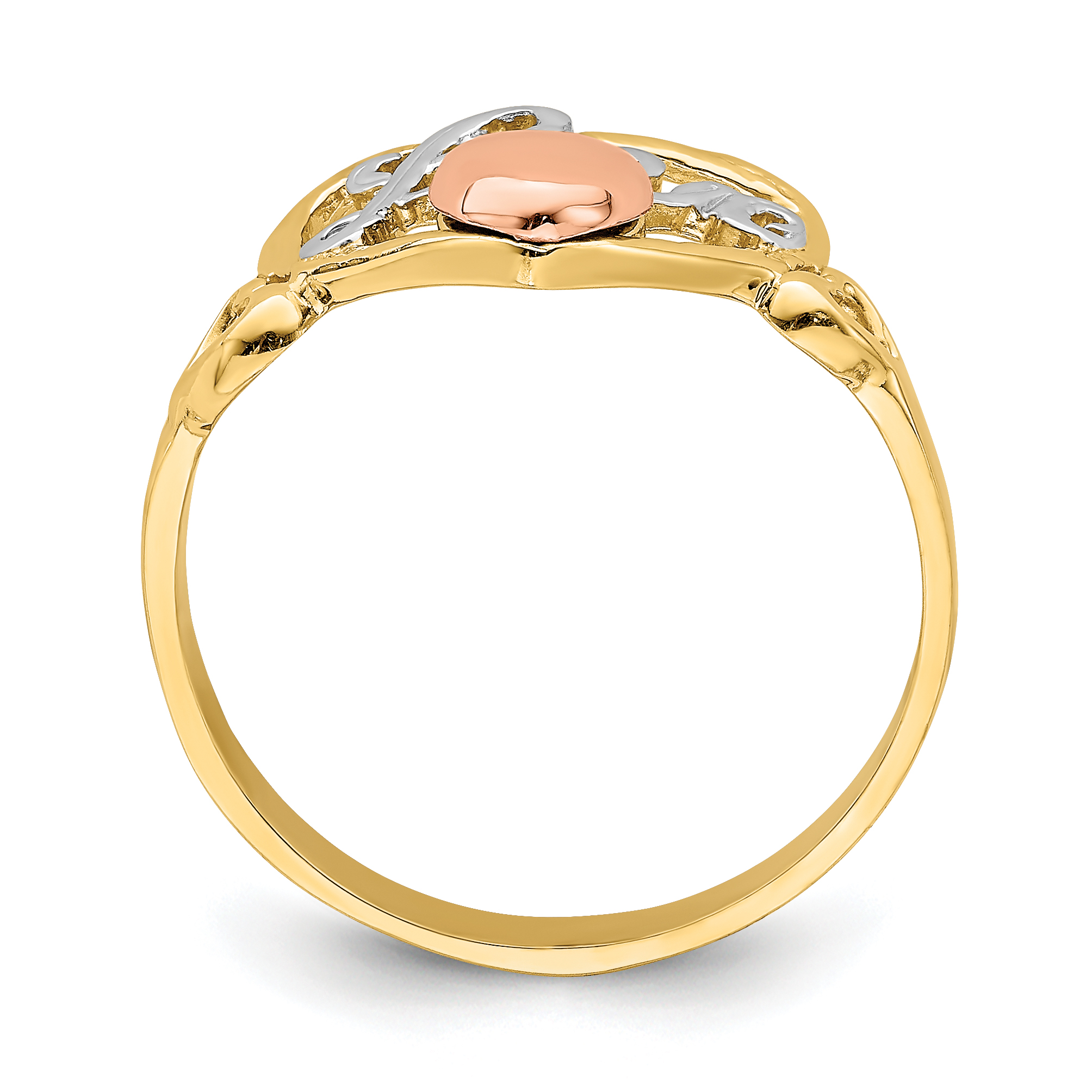 Lex & Lu 14k Yellow and Rose Gold w/Rhodium Love Heart Ring