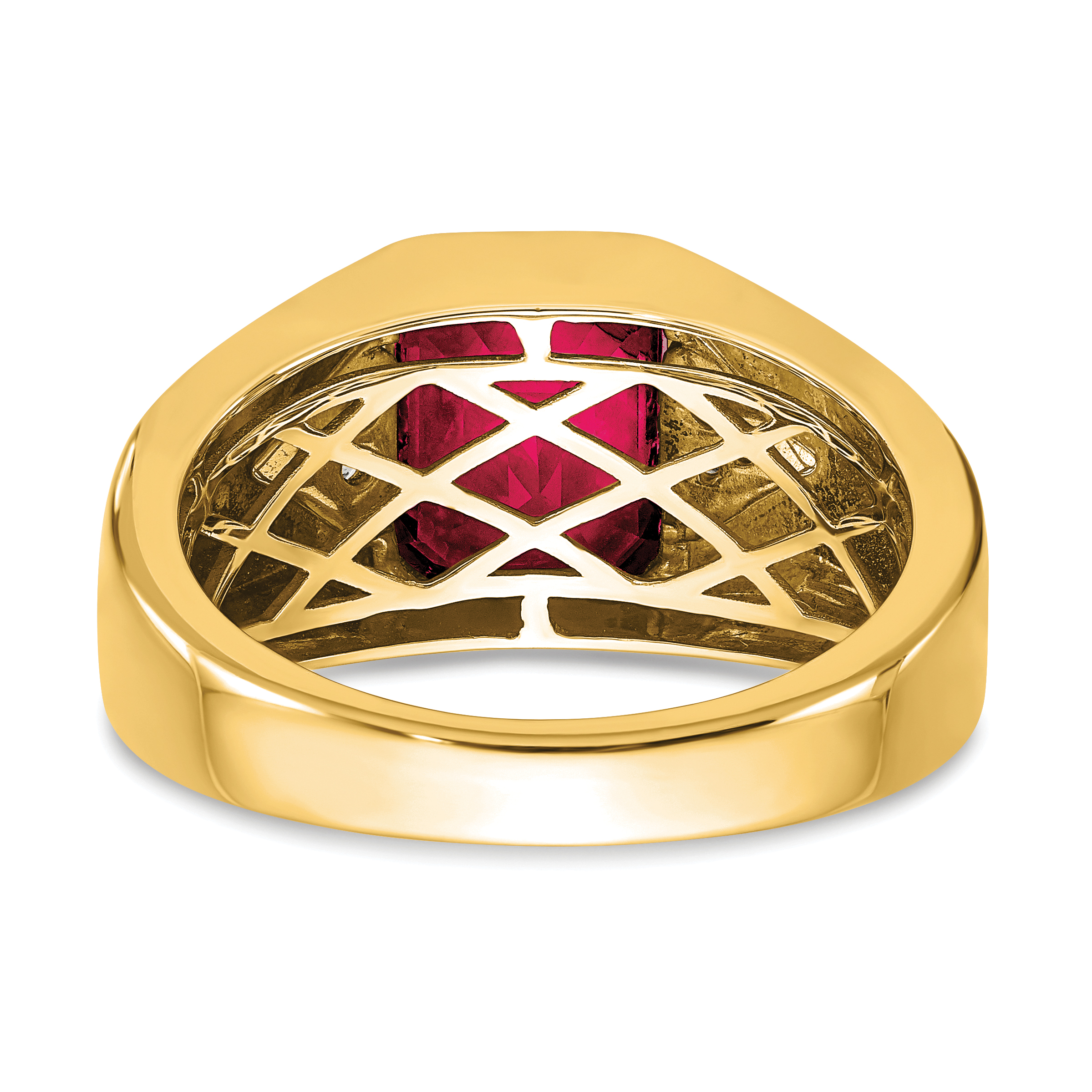 【楽天スーパーセール】 Lex & Ring Men's Diamond & Ruby Created Gold Yellow 14k Lu その他