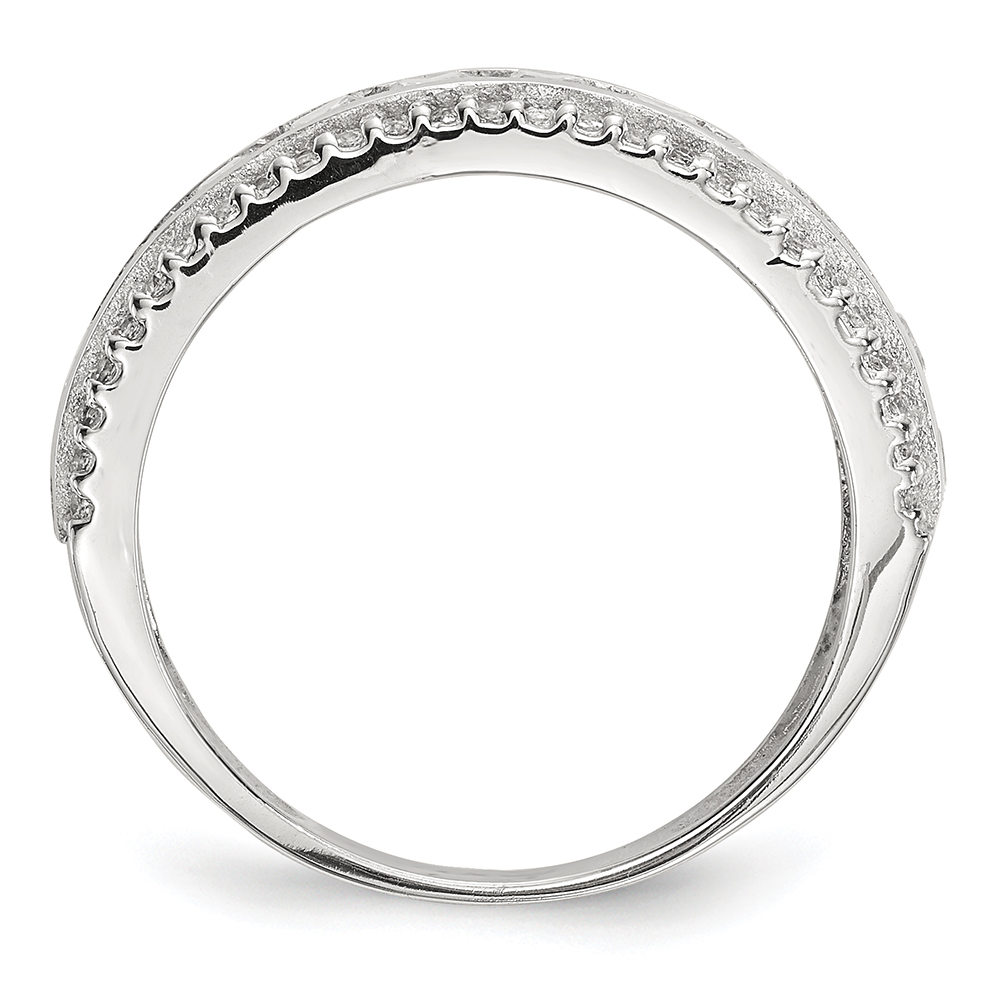 10K Tiara Collection White Gold Polished CZ Ring Size 7