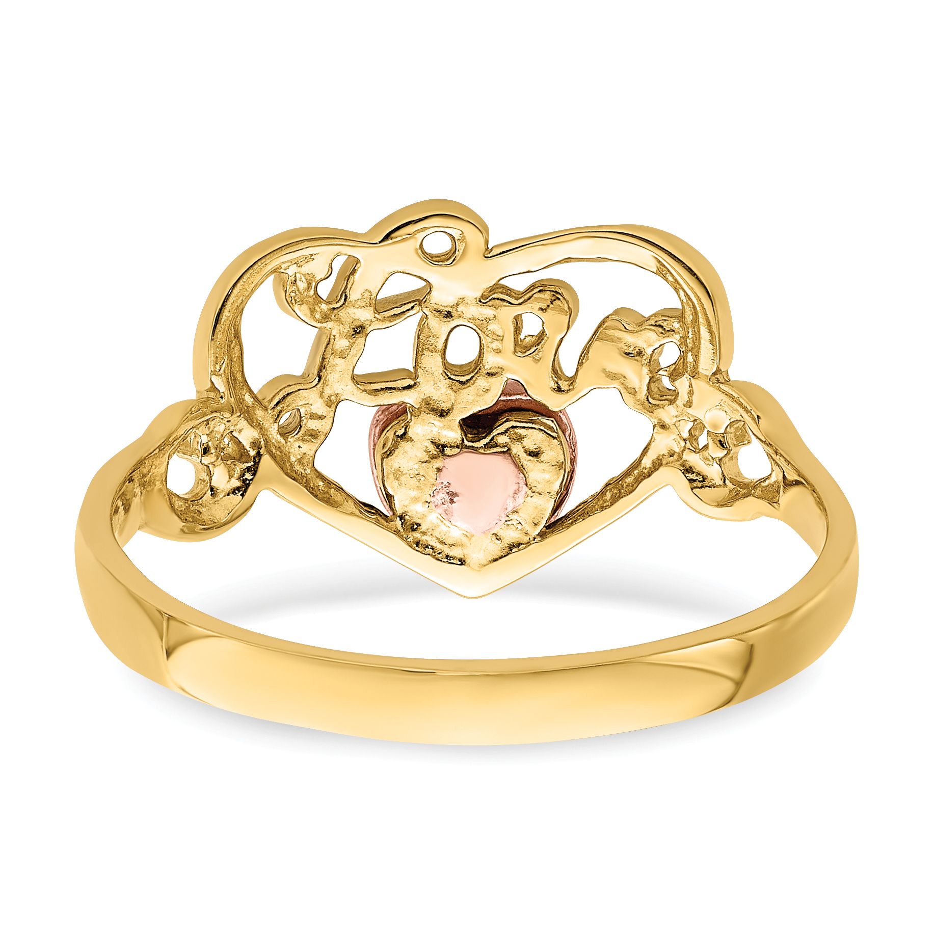 Lex & Lu 14k Yellow and Rose Gold w/Rhodium Love Heart Ring
