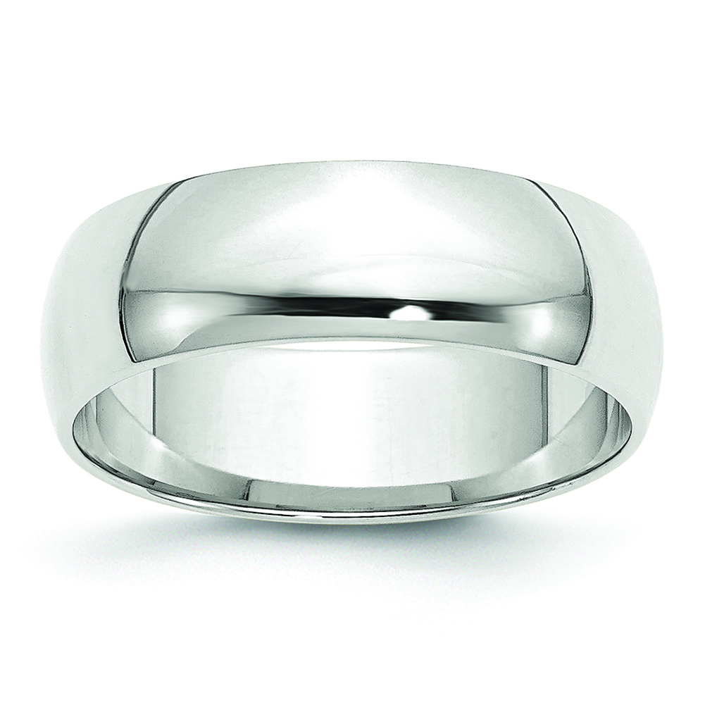 Lex /& Lu 10k White Gold 8mm LTW Half Round Band Ring