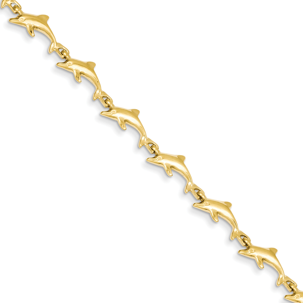 14k Yellow Gold Dolphin Bracelet FB1240-7 | eBay