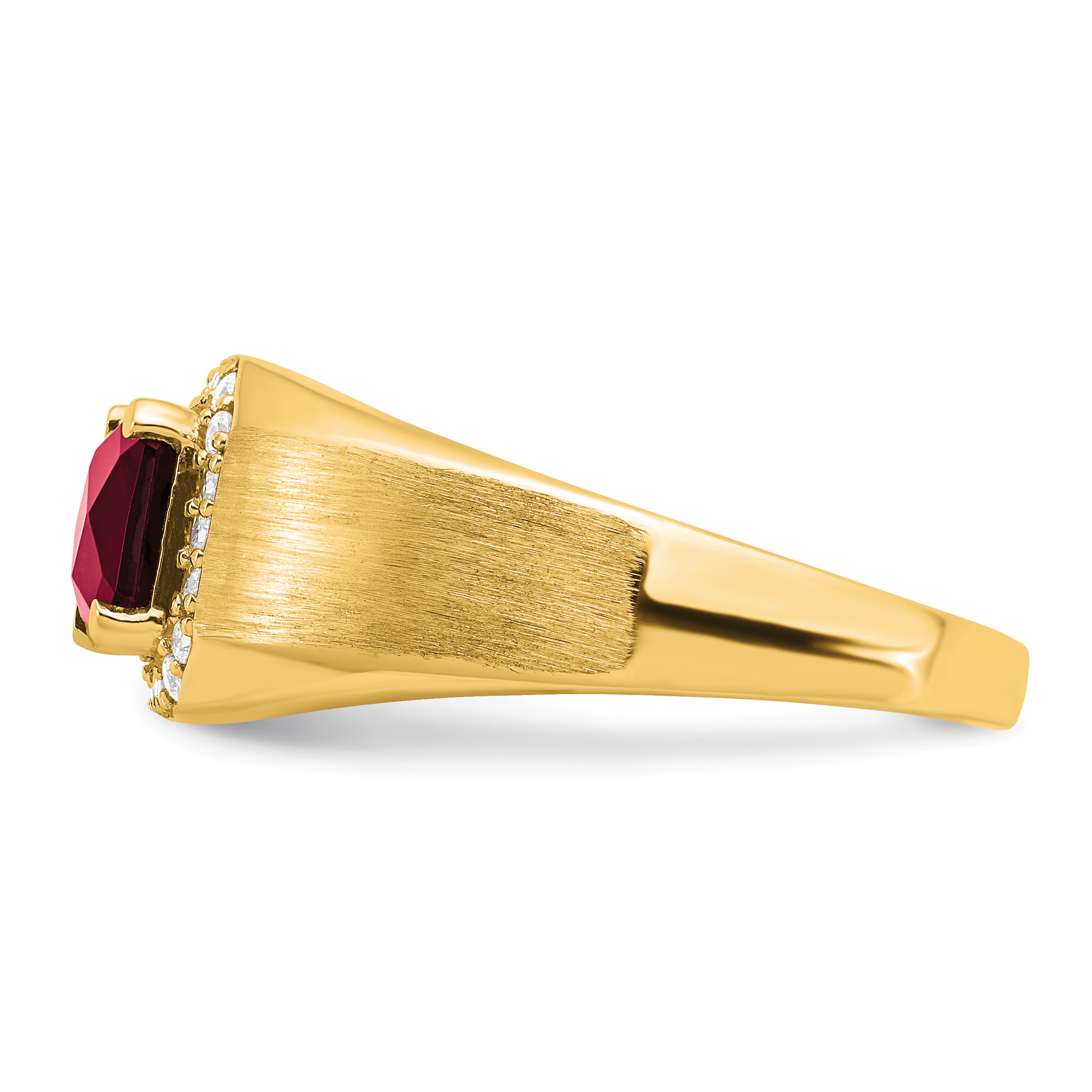 Lex & Lu 14k Yellow Gold Created Ruby & Diamond Men's Ring