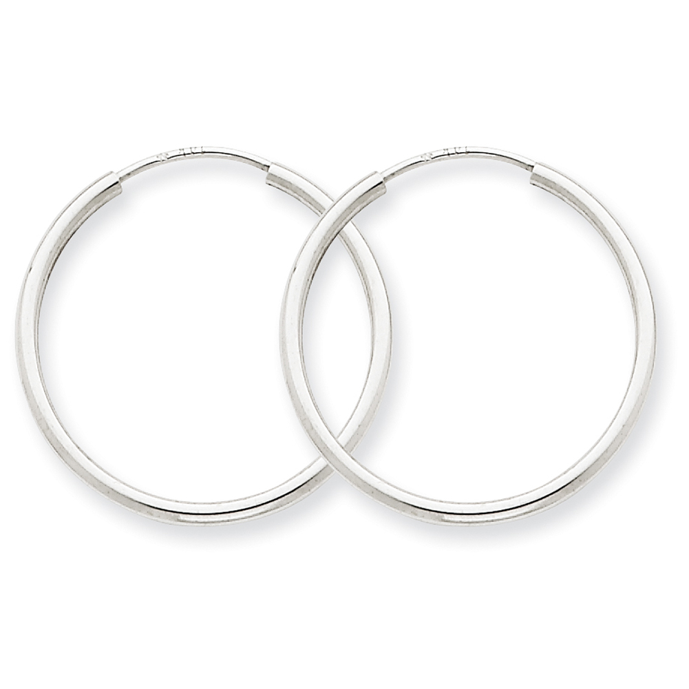 14k White Gold 1.5mm Polished Endless Hoop Earrings XY1184
