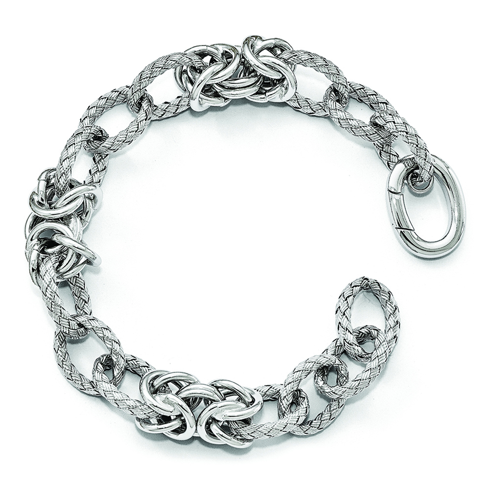 Leslie's Sterling Silver Polished Textured Bracelet - Hidden Clasp ...