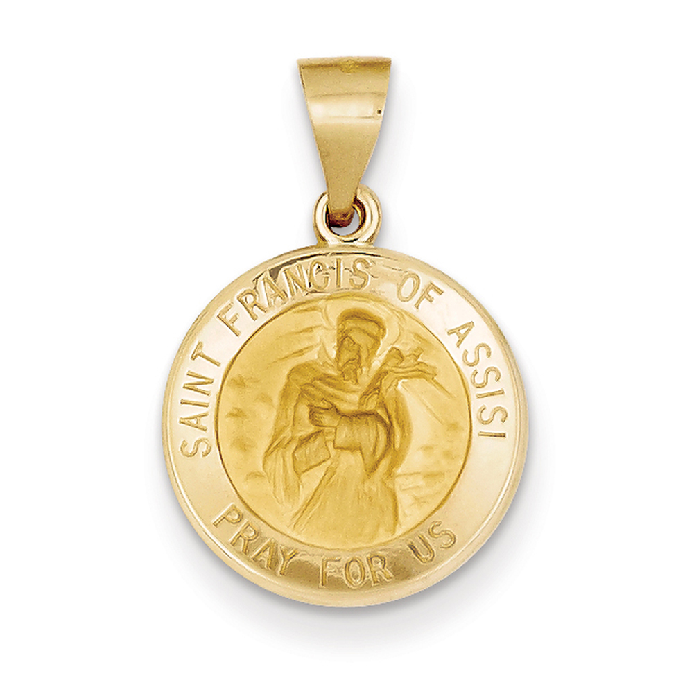 Details about  / 14K Yellow Gold Saint Francis of Assisi Round Medal Charm Pendant MSRP $491