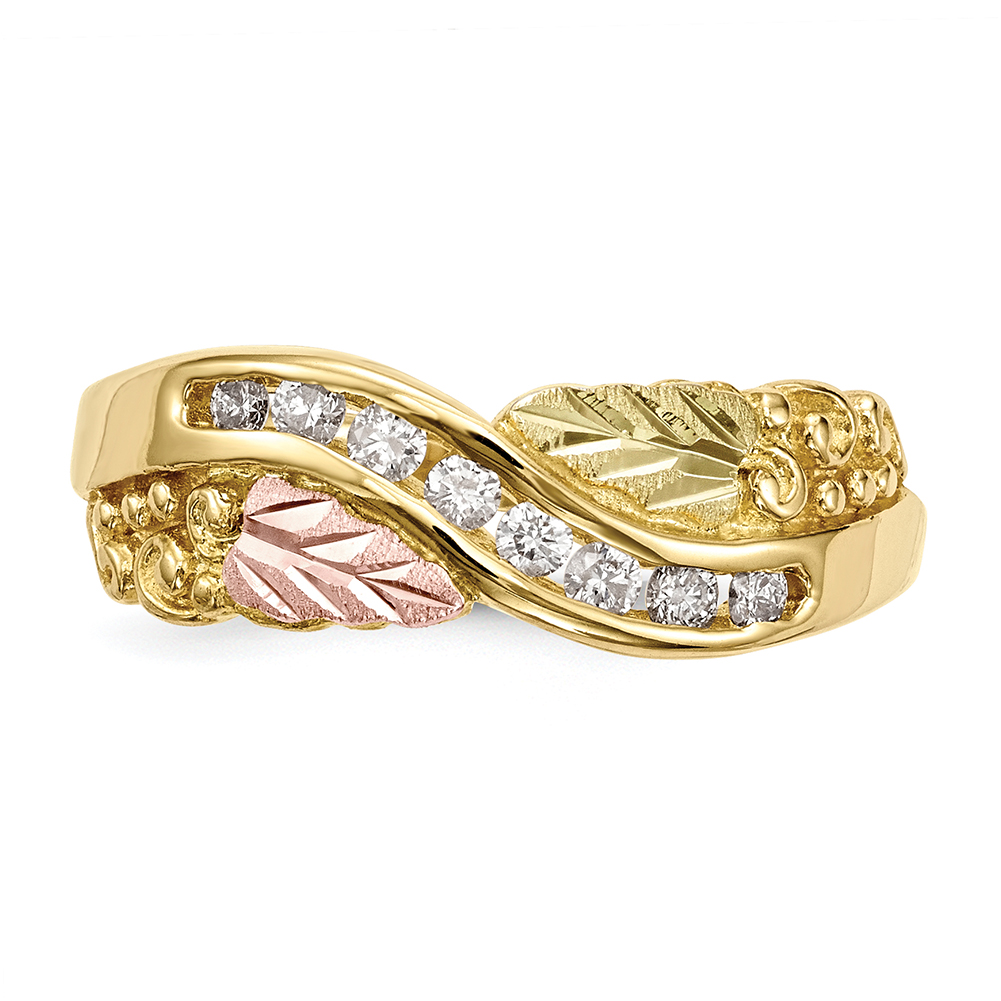 10k TriColor Black Hills Gold Diamond Ring Size 7 10BH686 eBay